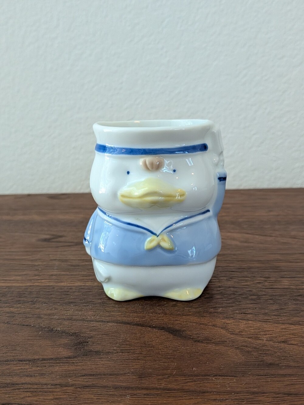 Vintage Ceramic Duck Sailor Bathroom Toothbrush Water Cup Nautical Kitschy